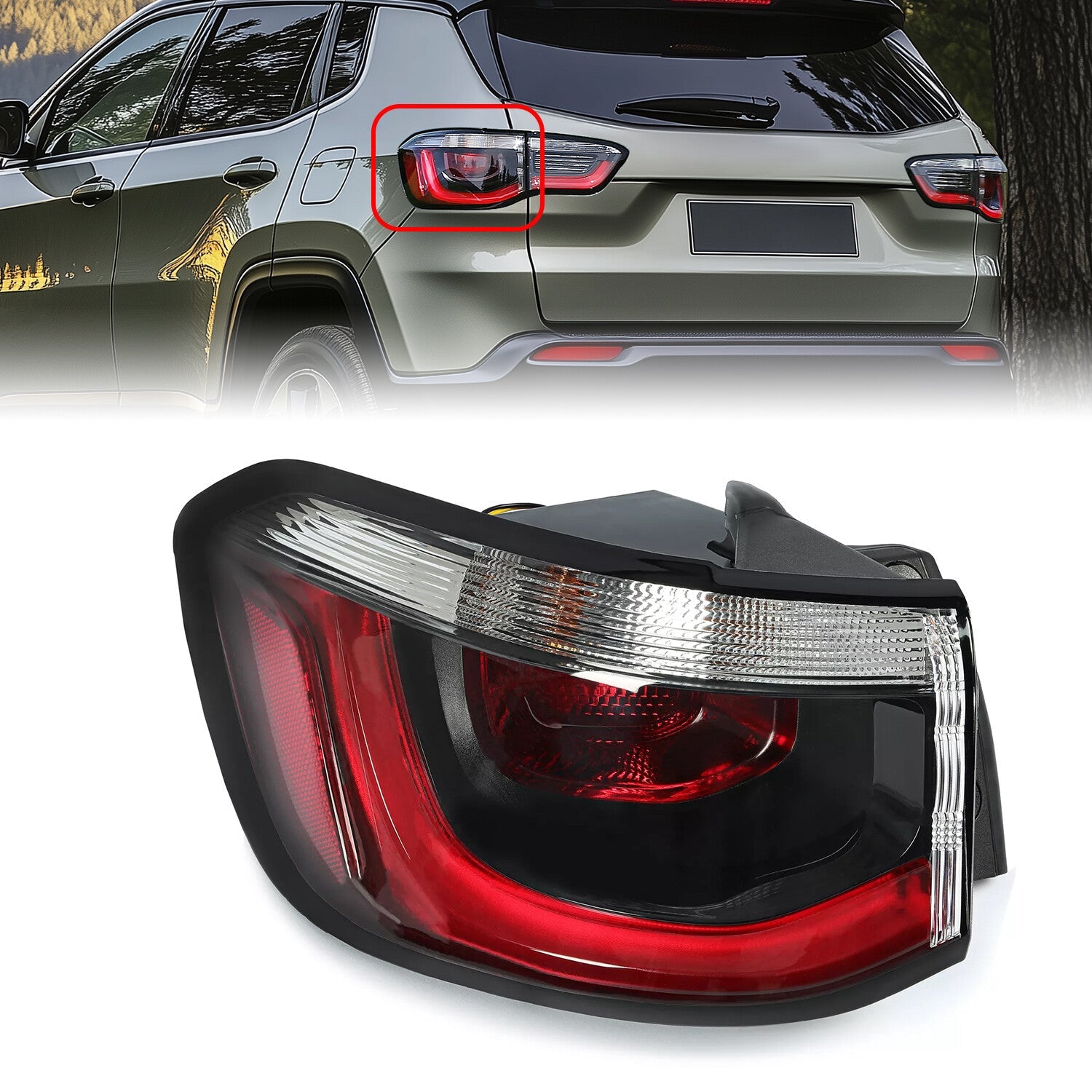 Left Driver Side Rear Tail Light Lamp for Jeep Compass 2017-2020 Brake Light