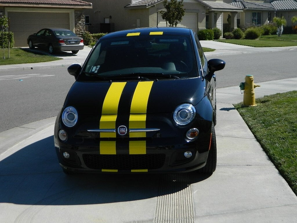 6 Inch Dual Vinyl Rally Stripes Racing Stripe Bonus Install Kit for Fiat 500
