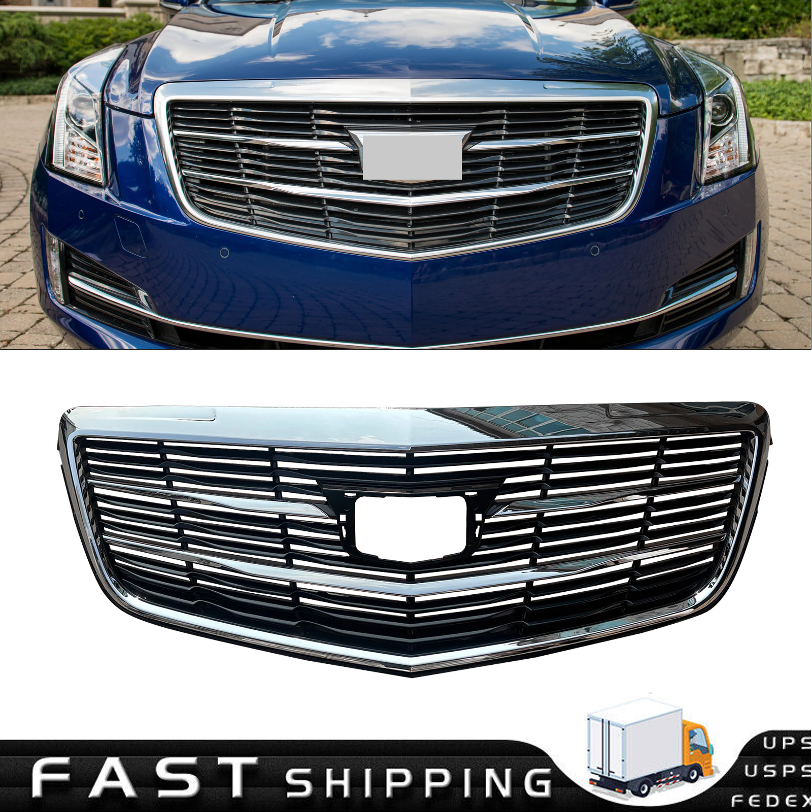 Front Grille Upper Bumper Grill for Cadillac ATS 2015 2016-2019 Chrome 15-19