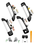 Front Rear Door Handles with Lock Cylinder and Key for Honda Civic 01-05 4 Piece