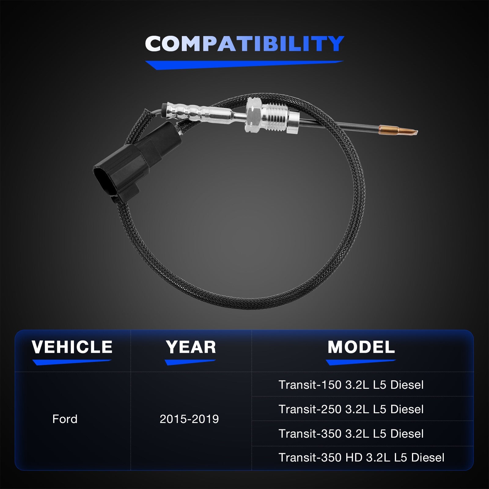 Exhaust Gas Temperature EGT Sensor for Ford F250 F350 F450 F550 Transit 250 350