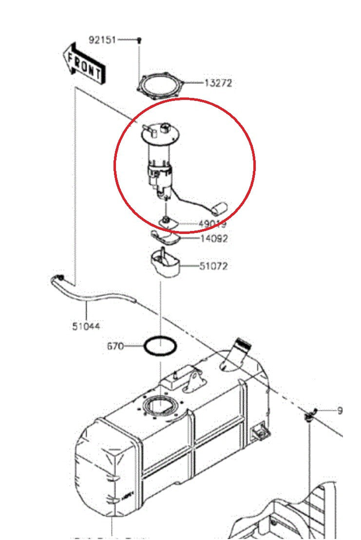 49040-0718 Fuel Pump Assembly for Kawasaki Mule Teryx 2009 to 2020