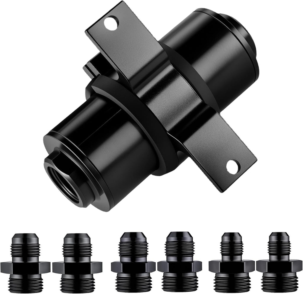 10 Micron Inline Fuel Filter with 6AN 8AN 10AN Adapters and Bracket Clamp