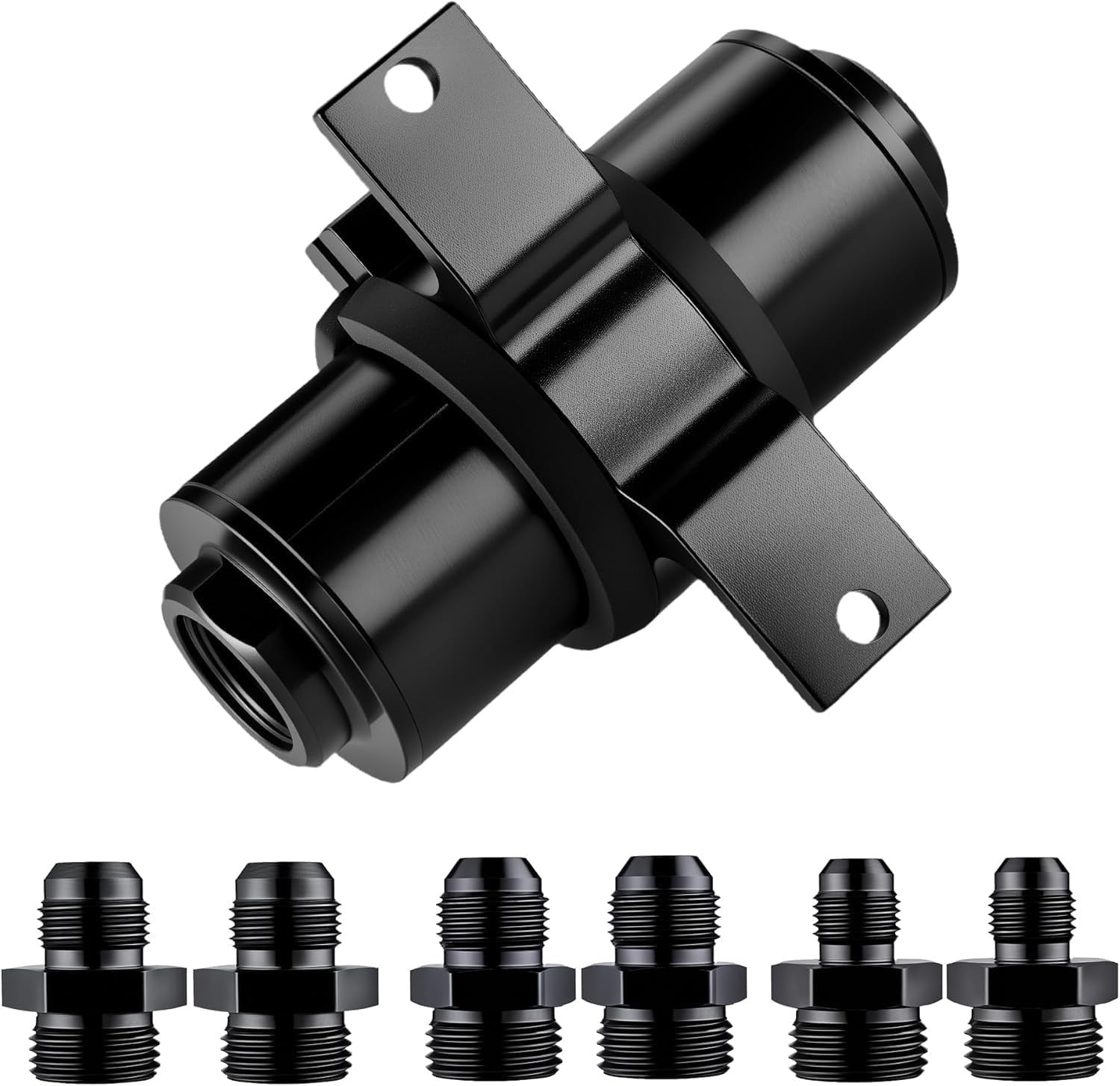 10 Micron Inline Fuel Filter with 6AN 8AN 10AN Adapters and Bracket Clamp