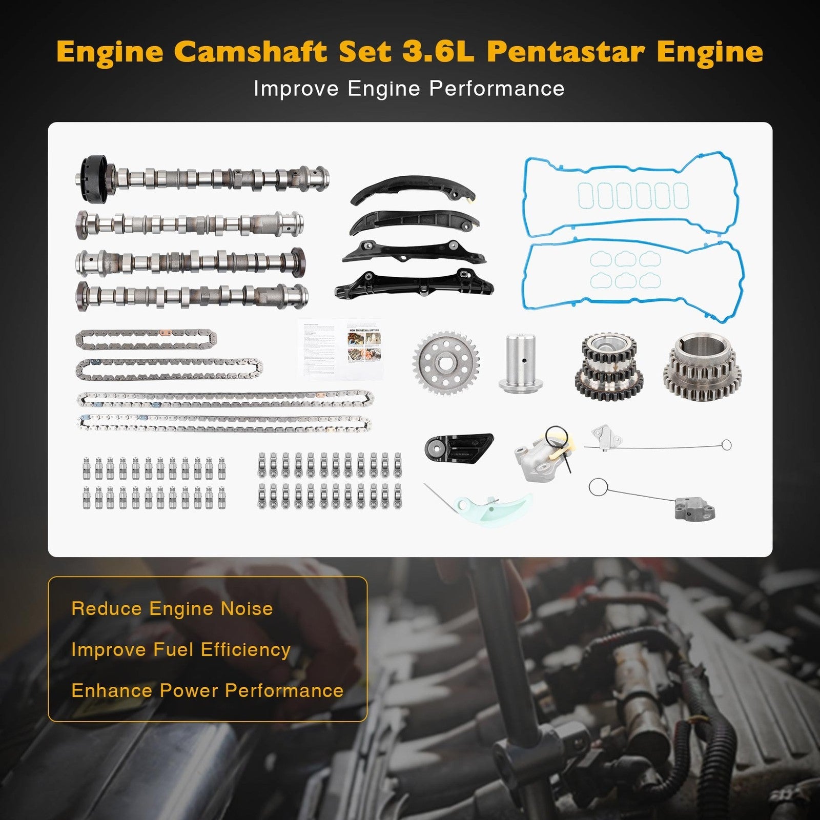 Camshafts Rockers Lifters Kit for Chrysler 200 300 Dodge Ram 3.6L V6 Pentastar