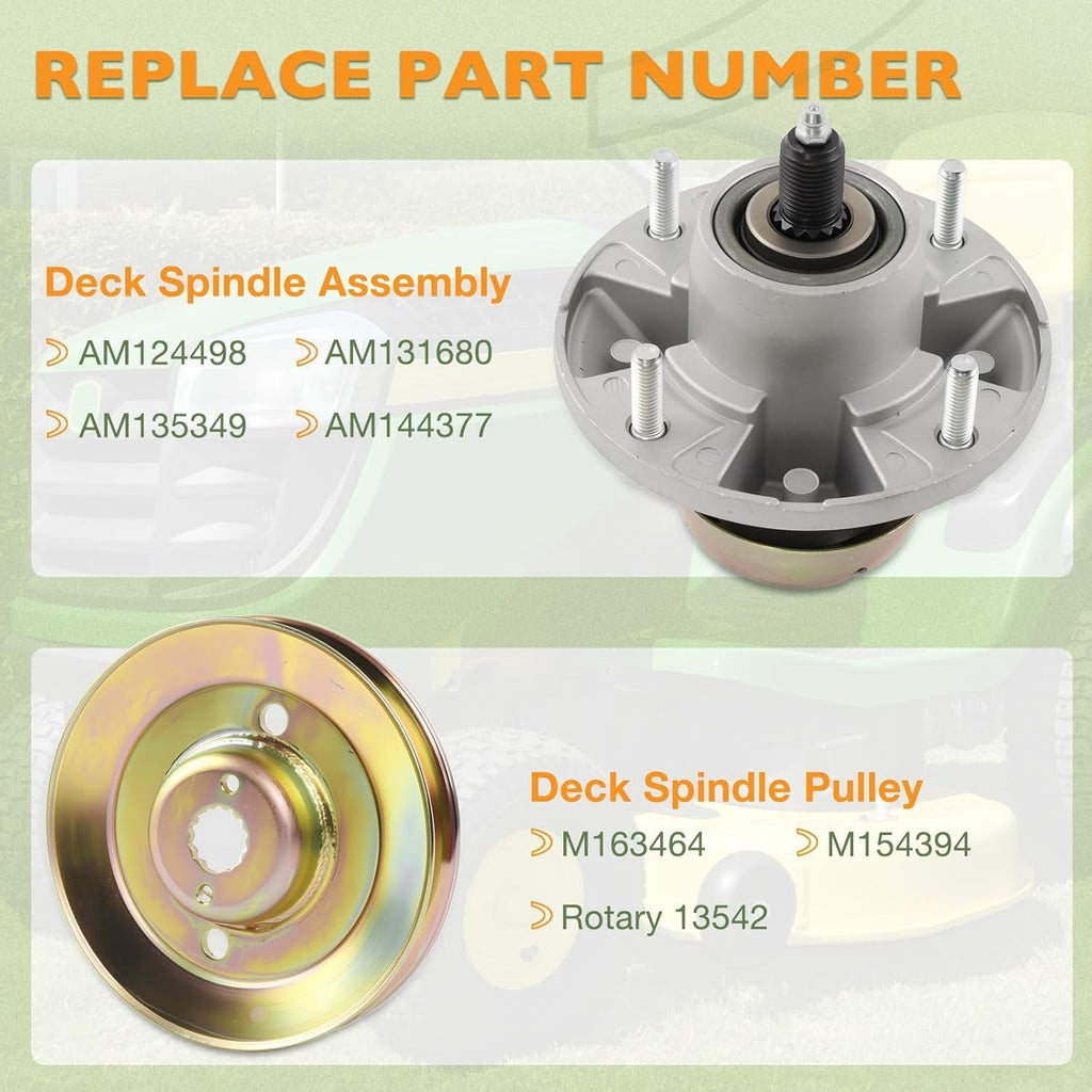 AM124498 Deck Spindle And Pulley For John Deere 48 54 Z425 Z435 Z445 M163464