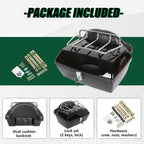 Universal Motorcycle Tail Box Luggage Trunk w/ Top Rack For Harley Honda Cruiser