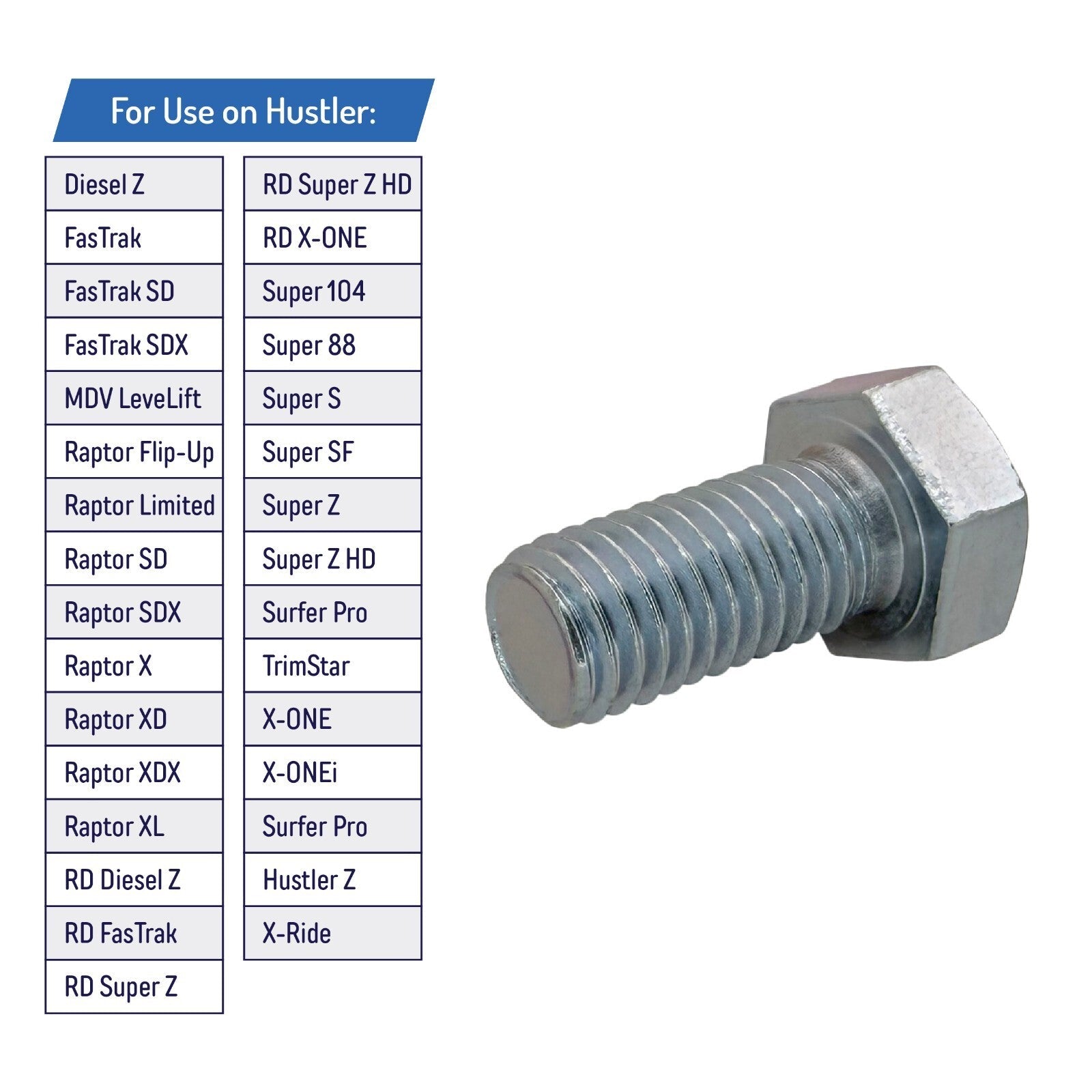 Blade Bolt for Hustler Super Mini Fastrak Super Z Raptor 781872 3 Piece