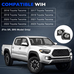 Front Bumper Fog Light Kit With Chrome Trim Bezel For Toyota Tacoma 2016-2023