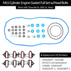 Head Full Gasket Set Cylinder Bolts for Chevy Silverado GMC Sierra 5.3L 4.8L