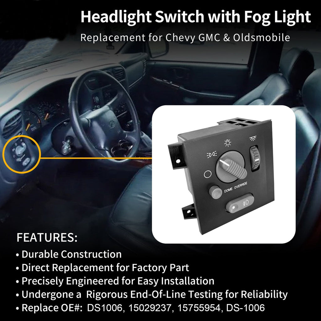 15755954 Headlight Switch Fog Light for Chevy S10 Blazer GMC Sonoma 98-03