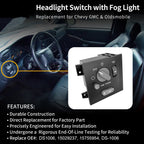 15755954 Headlight Switch Fog Light for Chevy S10 Blazer GMC Sonoma 98-03