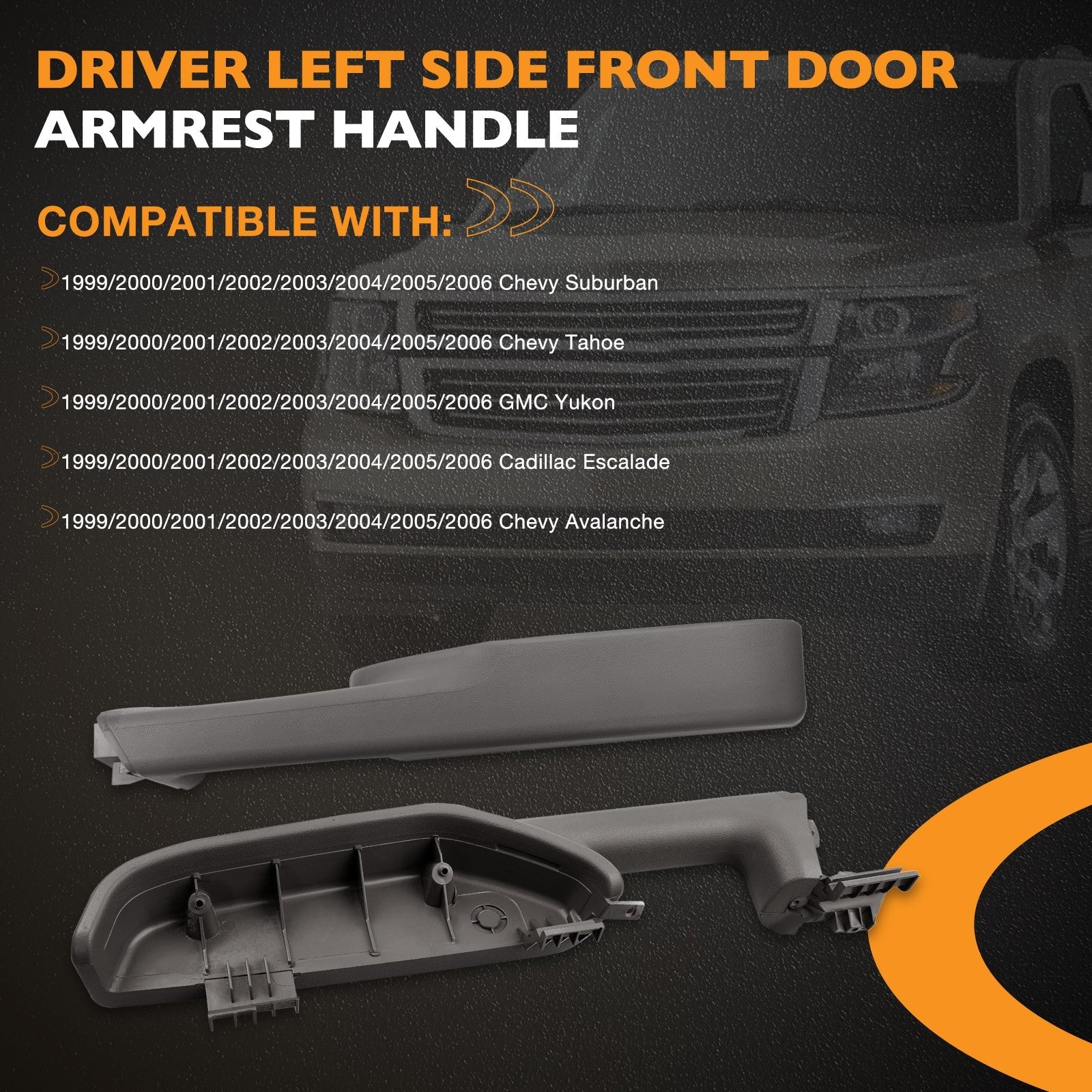 Driver Armrest Handle For Chevy Suburban Avalanche GMC Cadillac 1999 2006 Gray