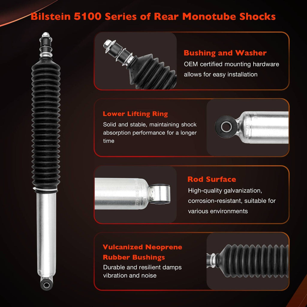 Rear Monotube Shock for Toyota Tacoma 4WD 2005 to 2015 with 0 to 1 Inch Lift