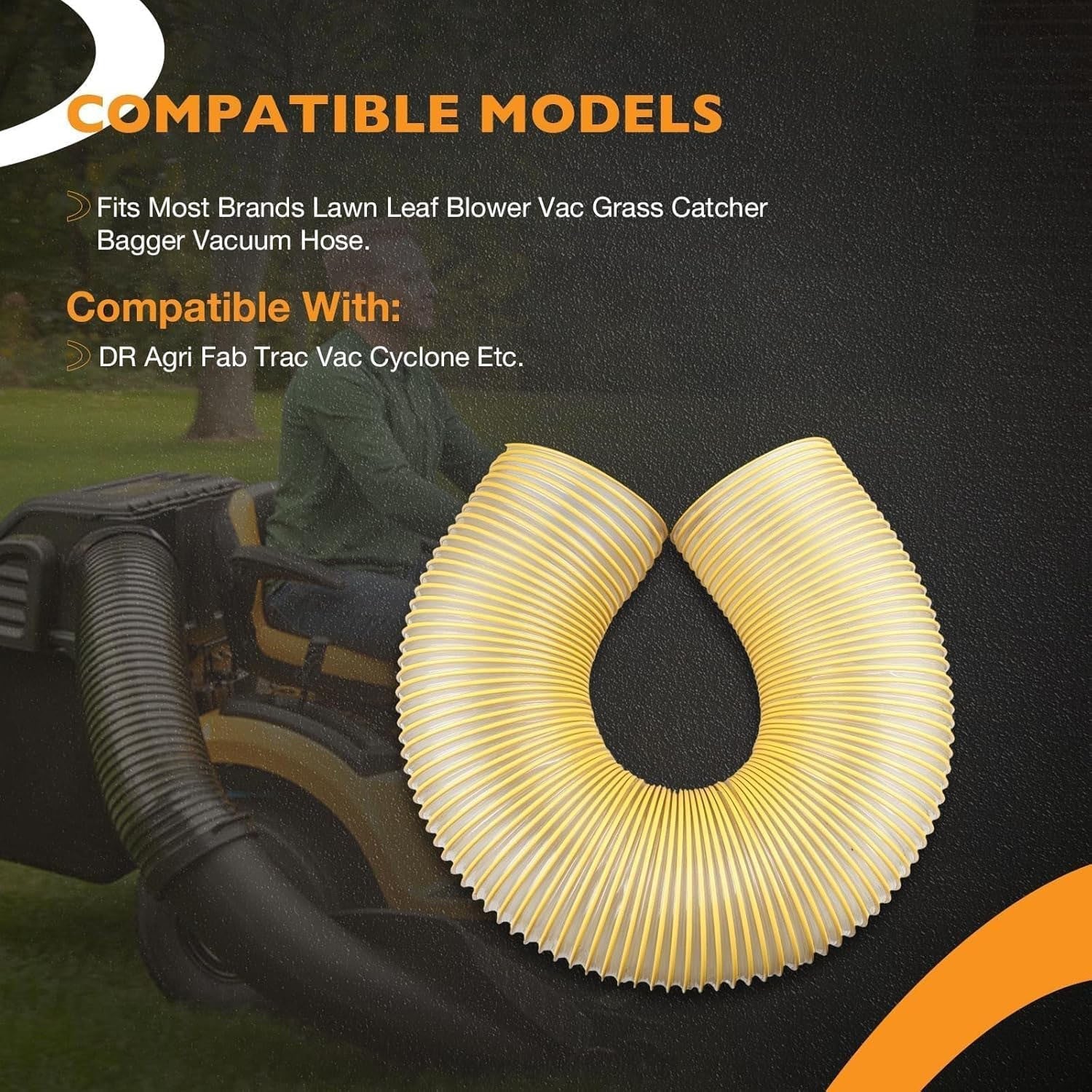 Leaf Vacuum Grass Catcher Flex Hose for DR Agri Fab Trac Vac 7 Inch 5 Foot