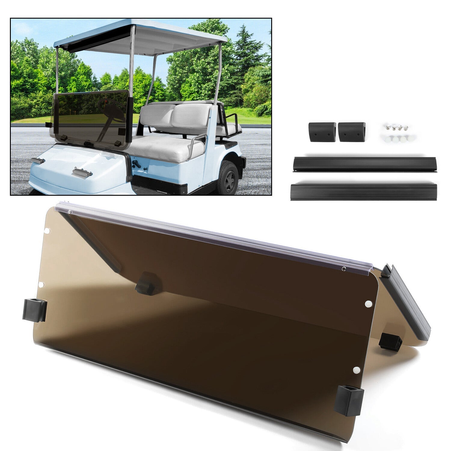 For 1985 1995 Yamaha G2 G9 Tinted Fold Down Golf Cart Windshield Windscreen