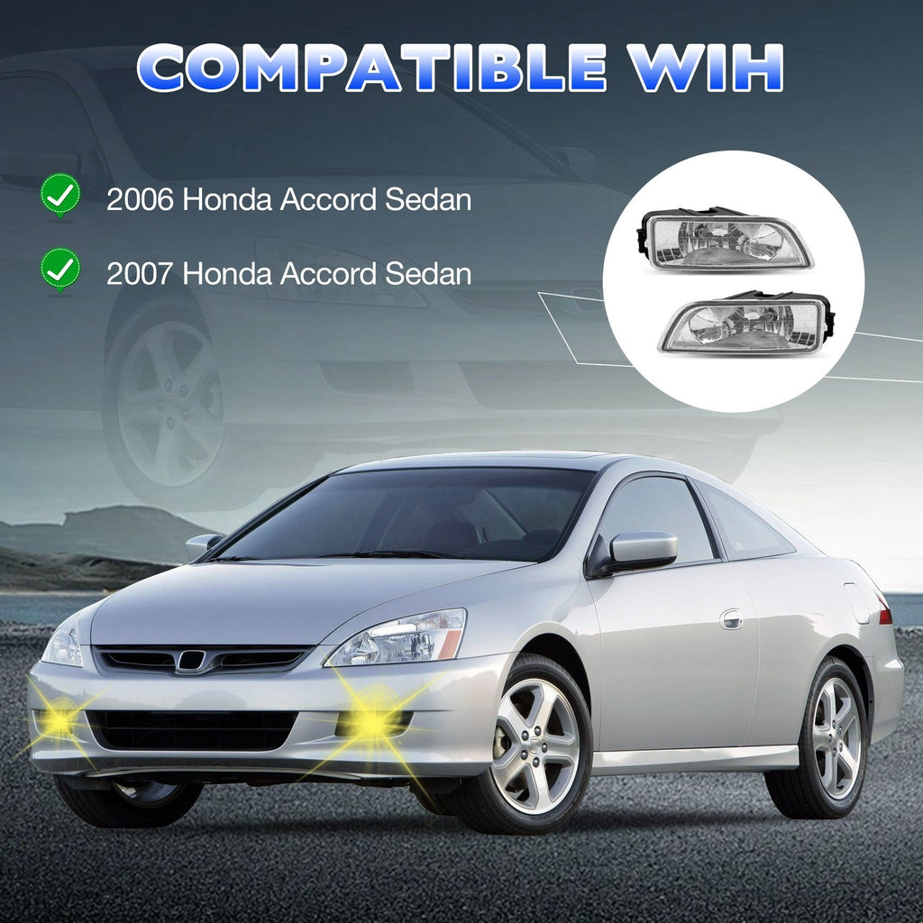 Front Fog Headlight Lamp w/ Bulbs and Harness Kit for Honda Accord 4-Door 03-07