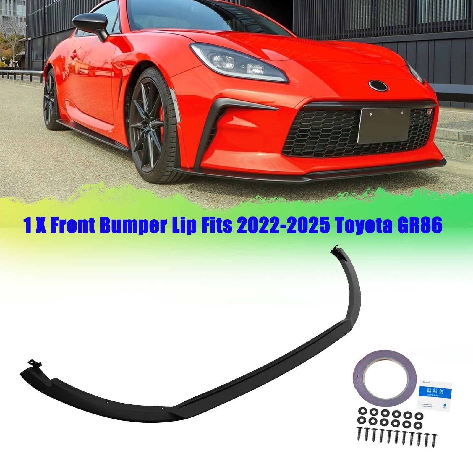 Front Bumper Lip Splitter Spoiler Body Kit for Toyota GR86 2022-2025 ABS Black
