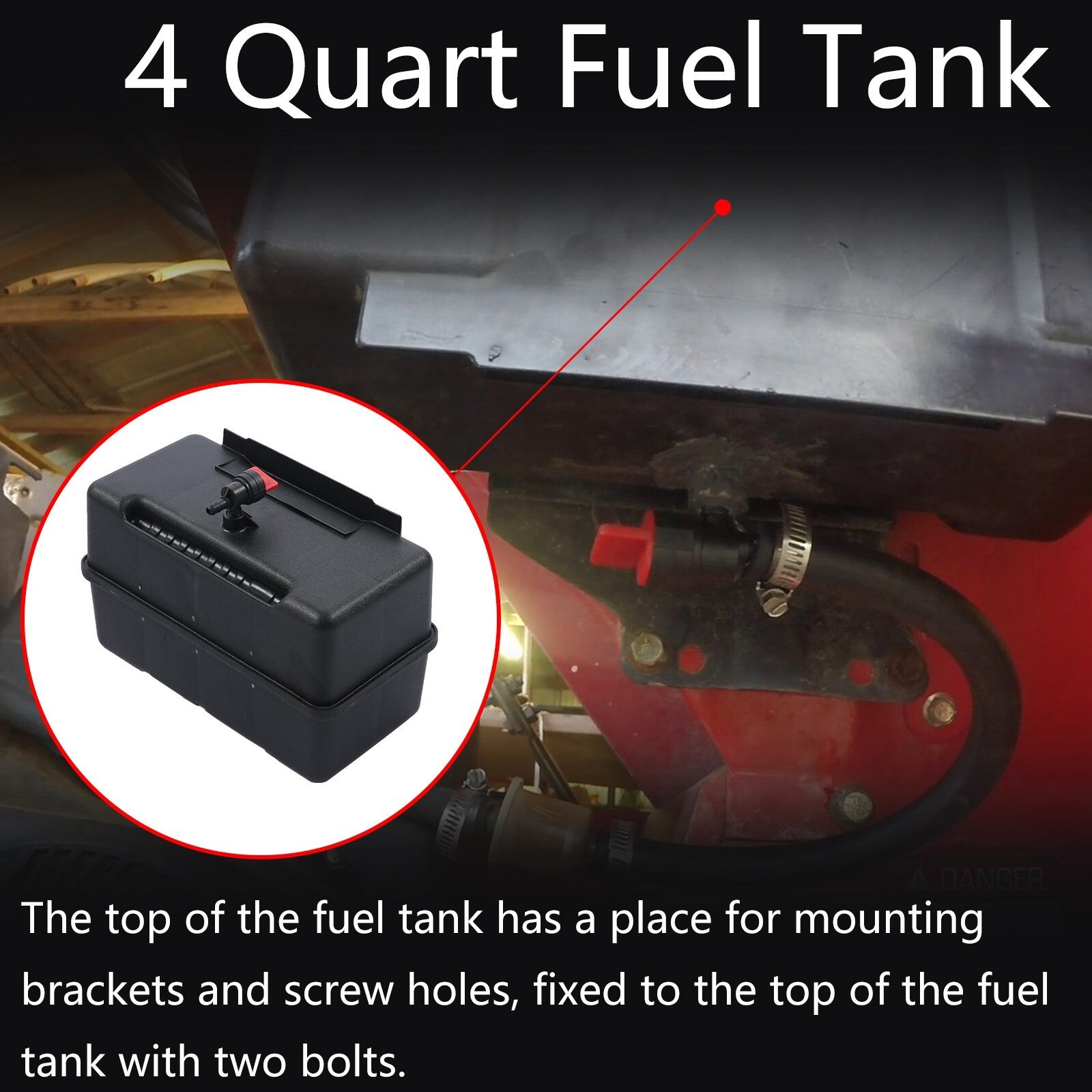 691993 4 Quart Plastic Fuel Tank with Cap Shut Off Valve for Briggs Stratt