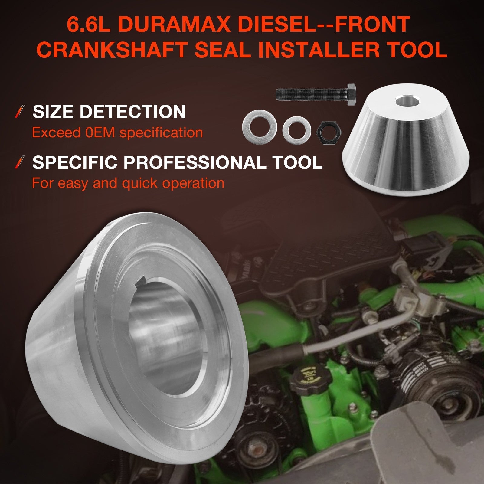 J44645 Front Crankshaft Seal Wear Sleeve Installer Tool for Isuzu 6.6L Duramax