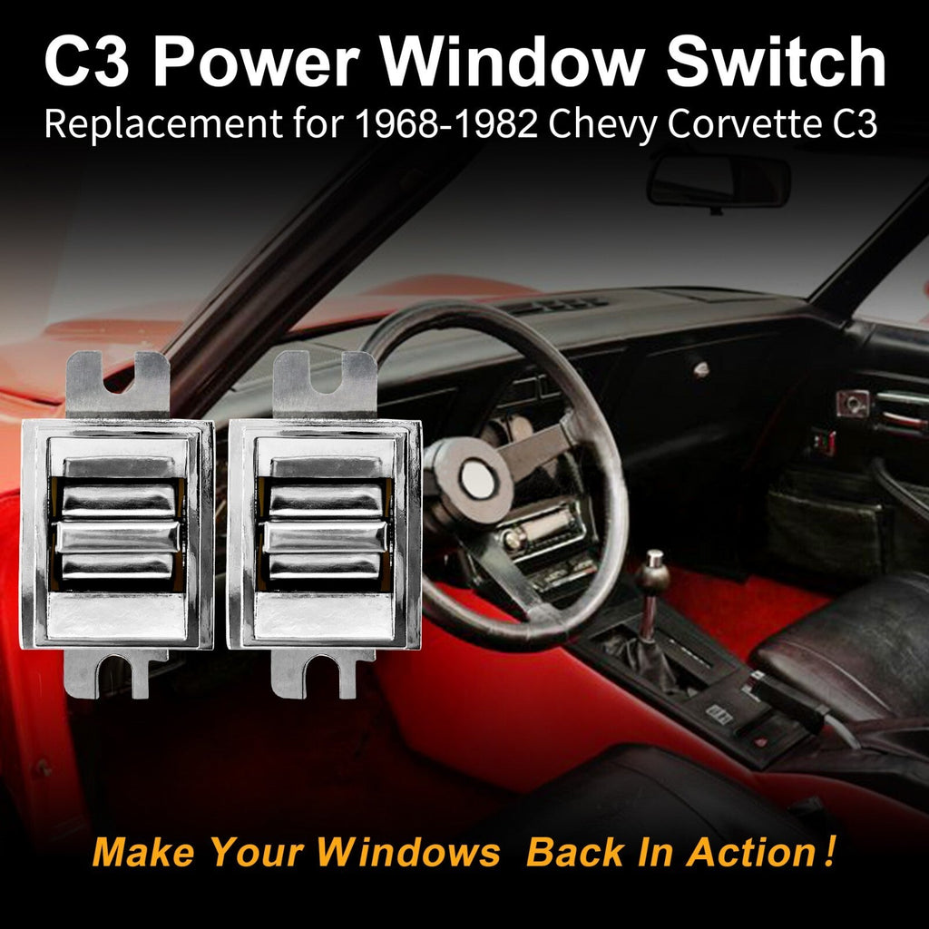 1725109 Power Window Switch Left and Right Side for Chevy Corvette C3 1968-1982 2 Pack