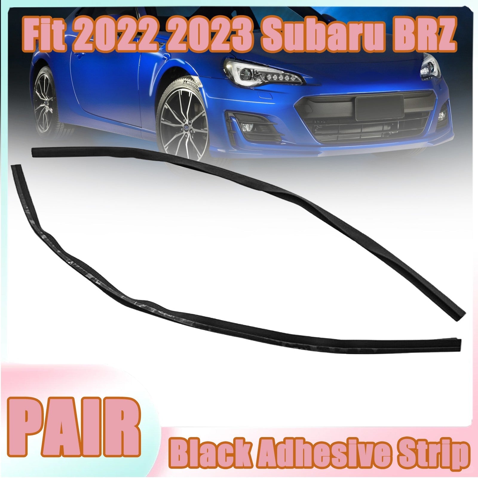 Front Bumper Lower Black Adhesive Strip Set Style for Subaru BRZ 2022 2023 22 23
