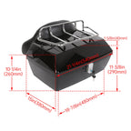 Universal Motorcycle Tail Box Luggage Trunk w/ Top Rack For Harley Honda Cruiser