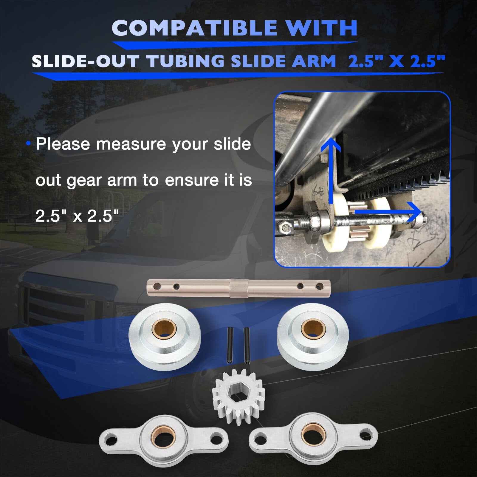 RV Slide Out Gear Box Pack Assembly 2.5 x 2.5 Part 15 Tooth