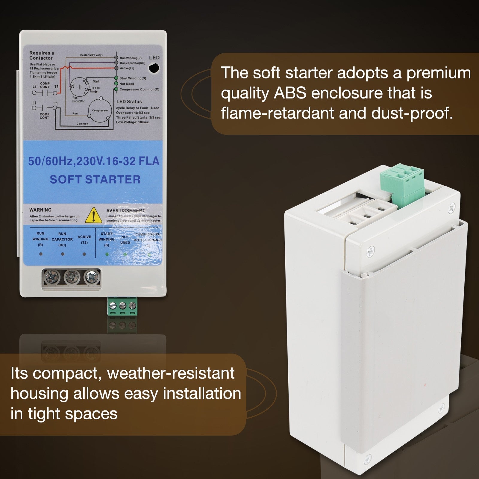16 32A AC Soft Starter with Reverse Motor Protection for 4 7 Ton Install Kit