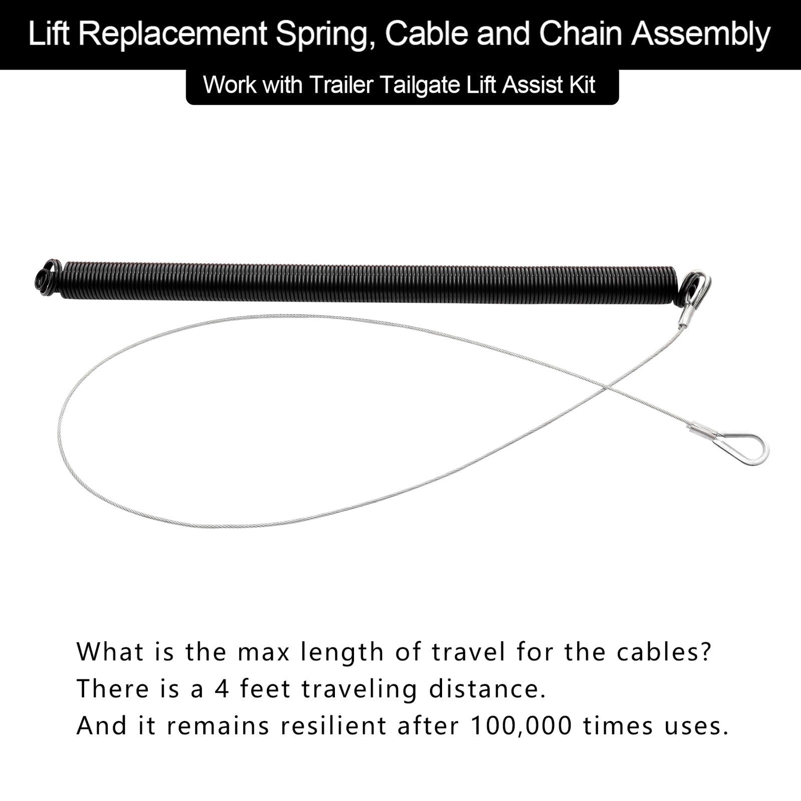 Trailer Tailgate Lift Assist Spring Cable Kit for Gorilla Lift Trailer Spring
