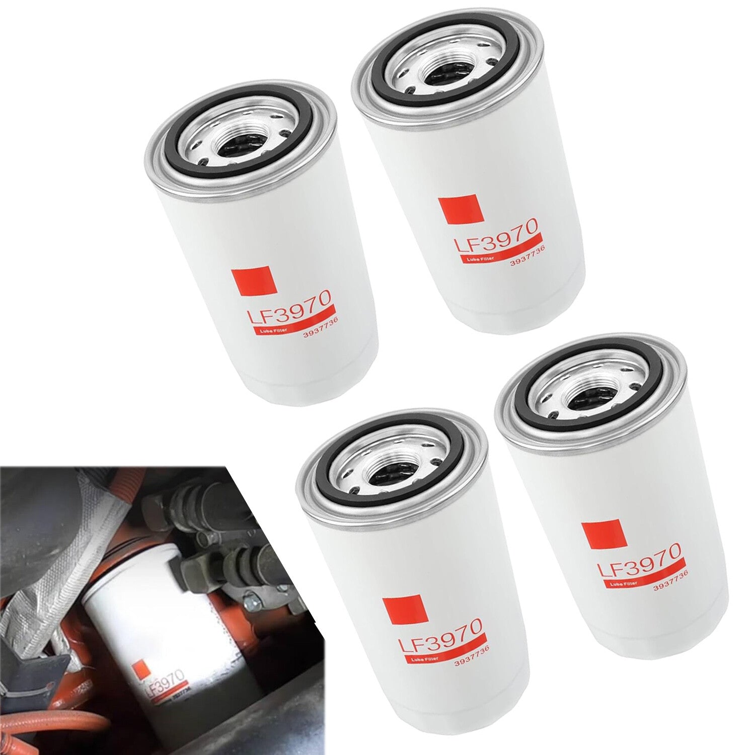 LF3970 Oil Filter For Fleetguard Cummins ISB QSB 5.9L 6.7L Diesel Engine 4 Pack