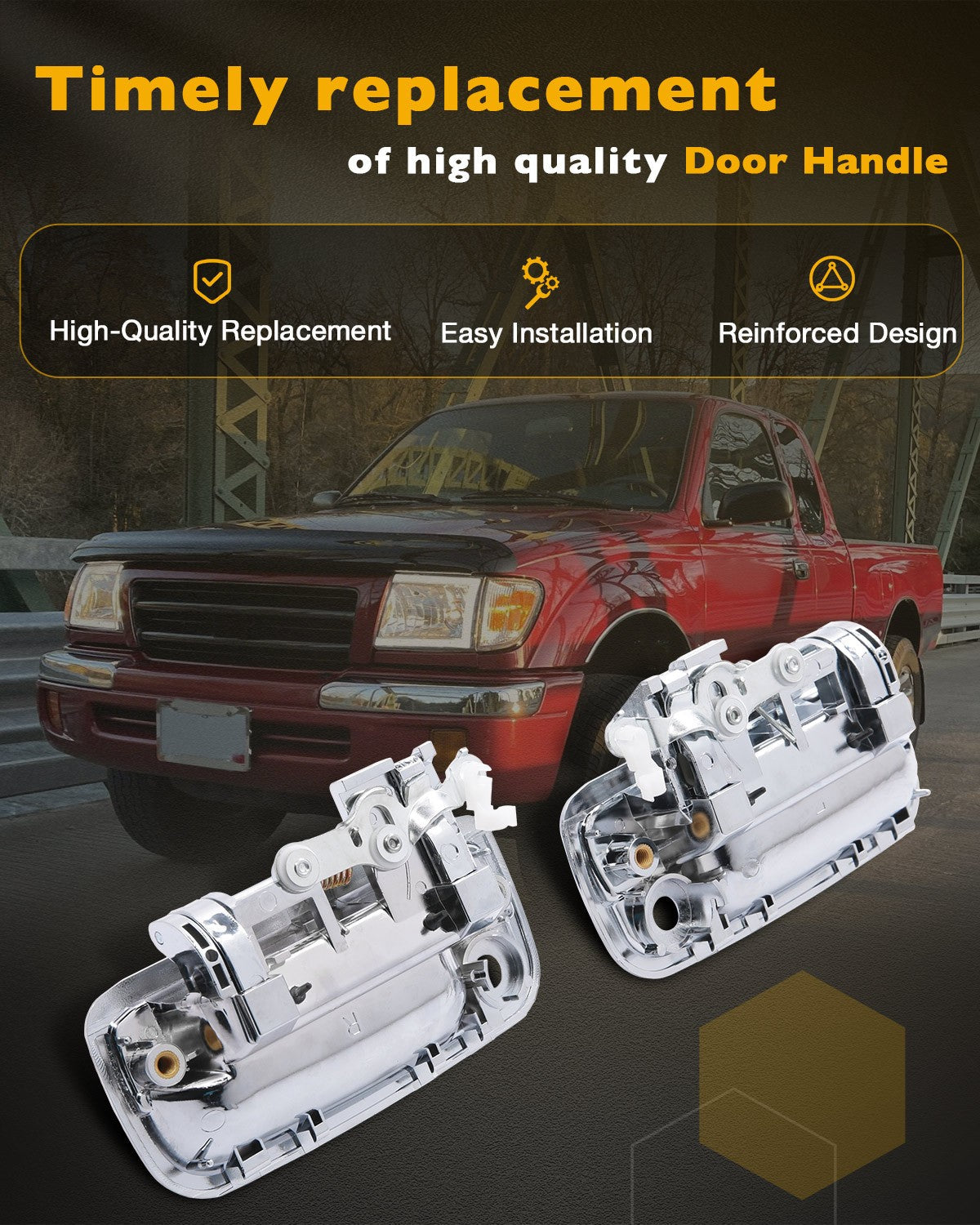 Front Exterior Door Handles Lock Cylinders for Toyota Tacoma Hilux 95 12 2Pcs