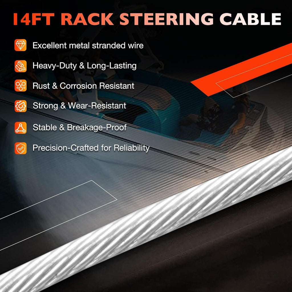SS14114 Back Mount Steering Cable Kit for Seastar Teleflex Rack 14 FT