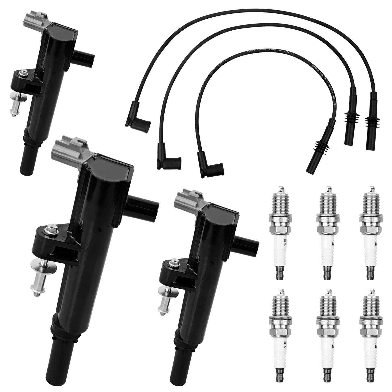 UF640 Ignition Coils Spark Plug Pack Wire for Dodge Durango Jeep Liberty 3 Piece