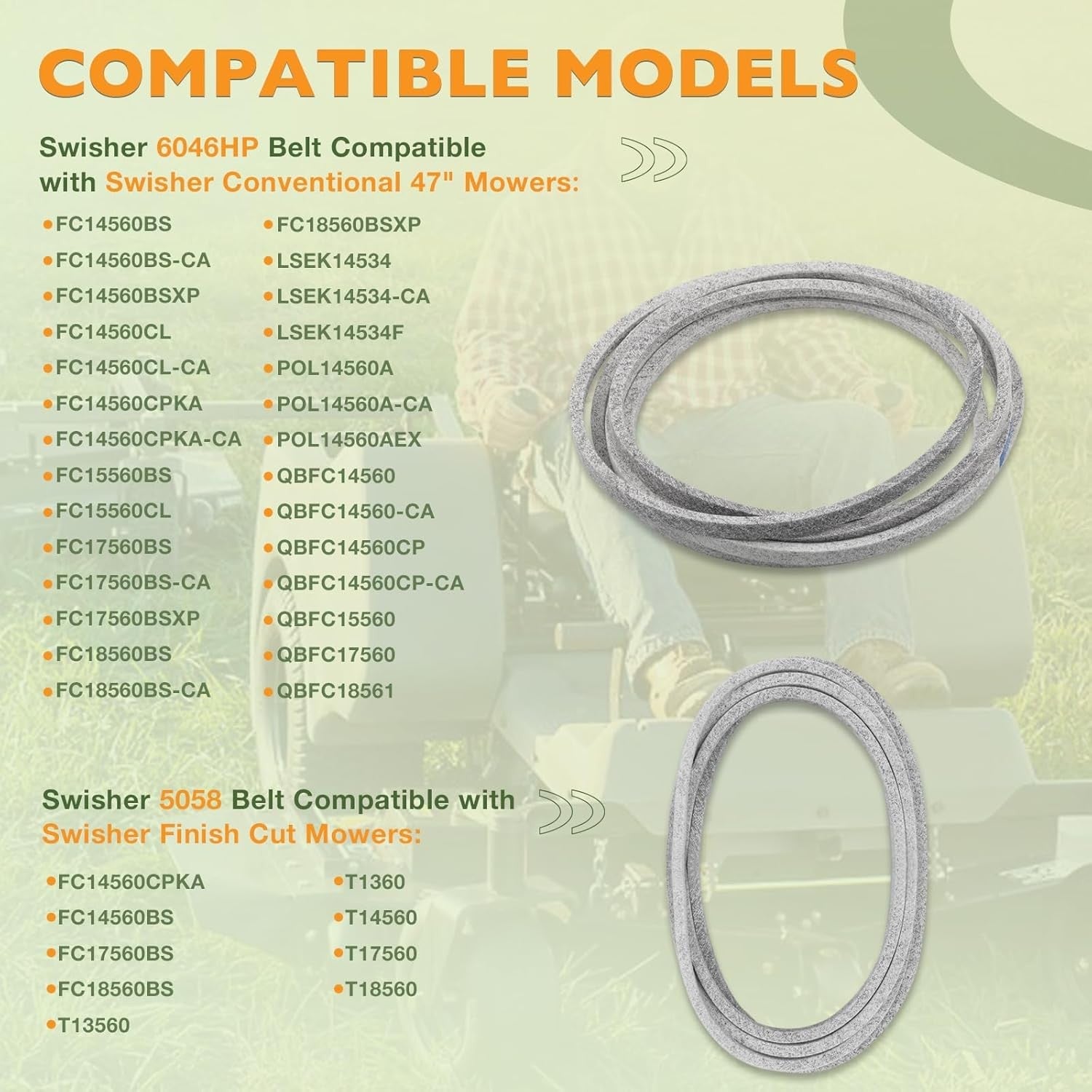 Lawn Mower Blade And Belt Set 20.5x2.25 122x47 For Swisher Finish Cut Mowers