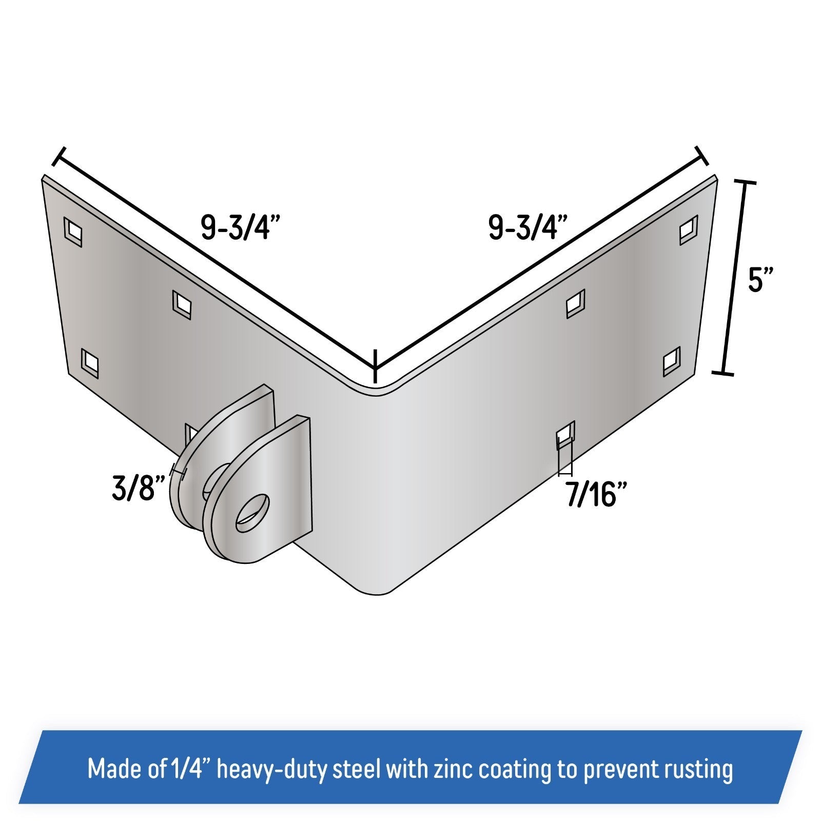 Floating Dock Outside Corner Hinge Plate Female Heavy Duty Galvanized Steel