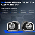 Front Bumper Fog Light Kit With Chrome Trim Bezel For Toyota Tacoma 2016-2023