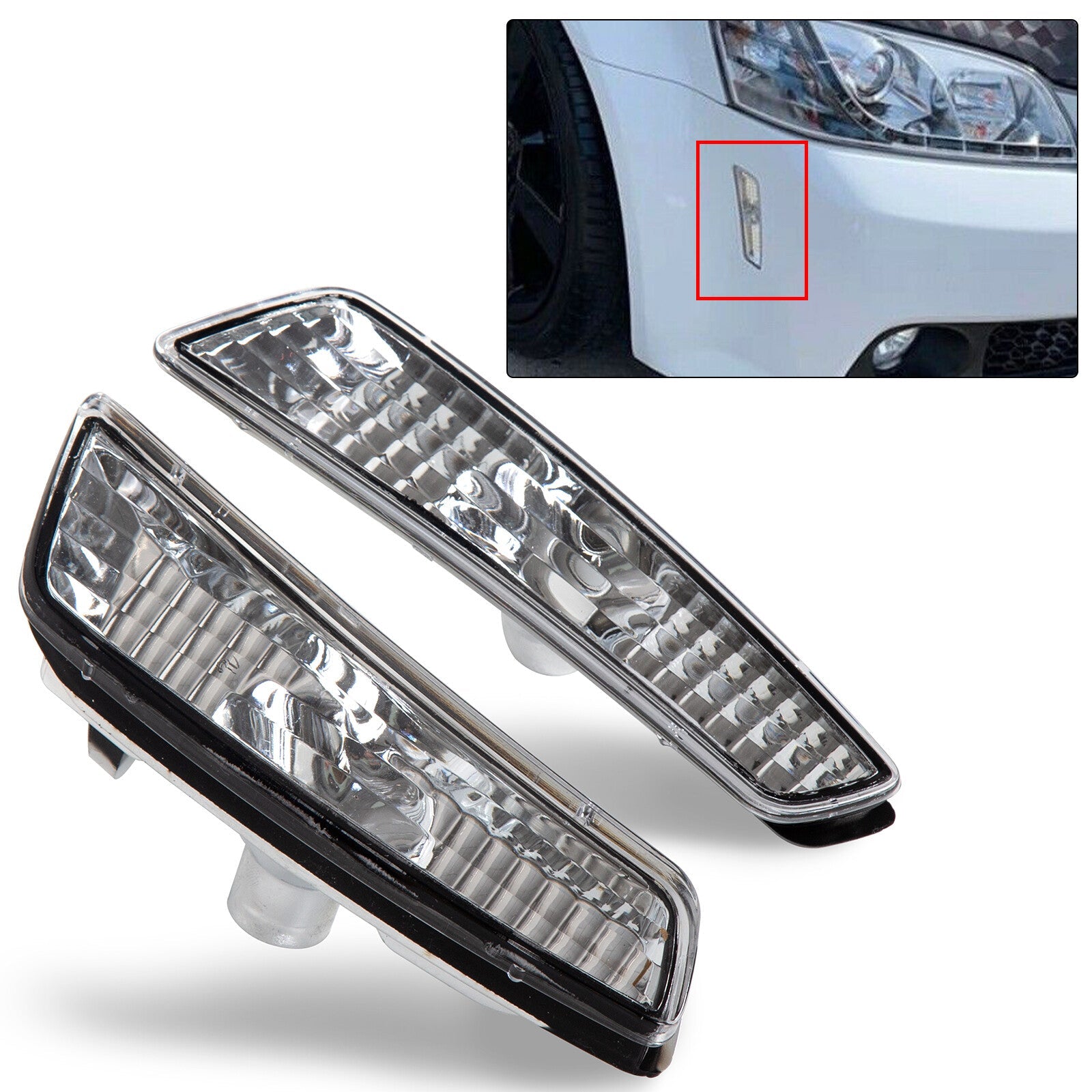 Clear Front Fender Side Markers Lights Housing for Pontiac G8 GT GXP 2008 2009
