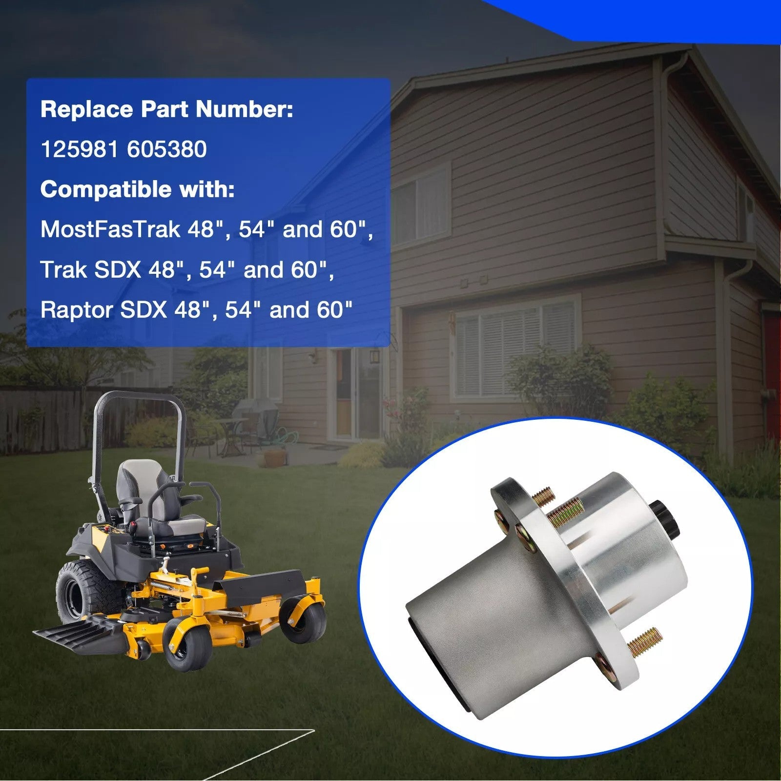 125981 Deck Blade Spindle for Hustler Fastrak Raptor SDX SD 48 54 60 Mower 2 Pcs