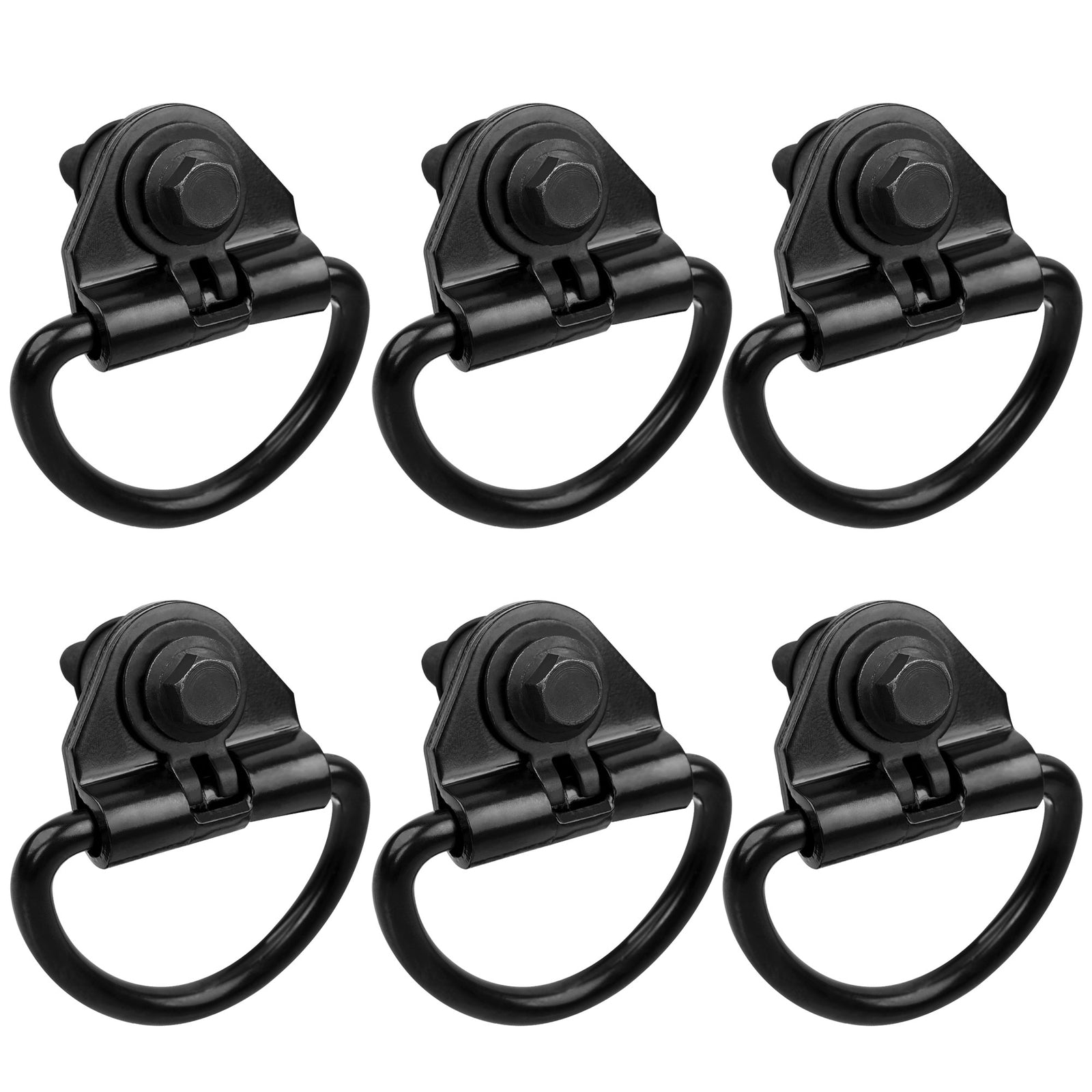 Black Steel Rear Cargo D Hooks for Ford Transit 150 250 350 350HD 15-24 6 Pack