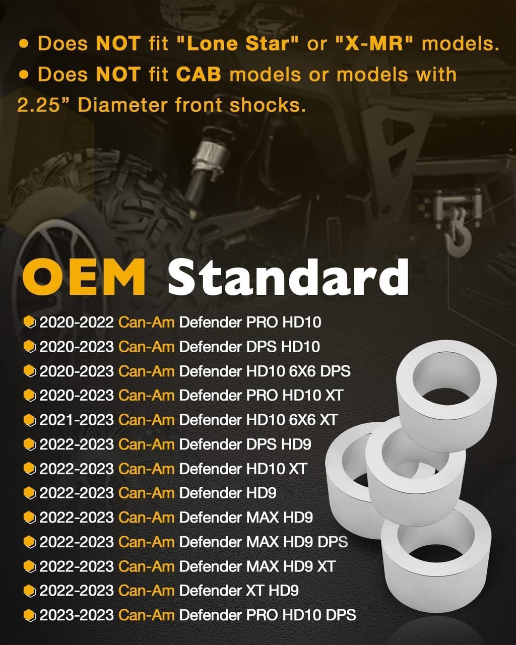 3in Lift Kit for Can Am Defender HD5 HD8 HD9 HD10 Front Rear Off Road Suspension