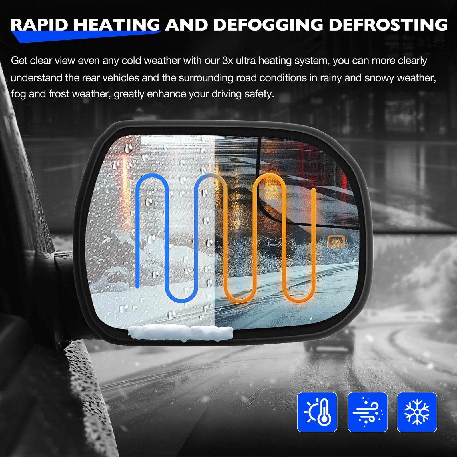 Right Passenger Side Convex Mirror Glass w/ Power Heated for Toyota Tundra 14 20