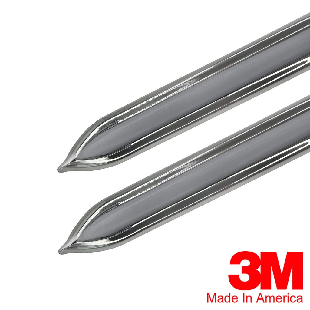 Vintage Style 5 8 Inch Silver Chrome Side Body Trim Molding Pointed Ends