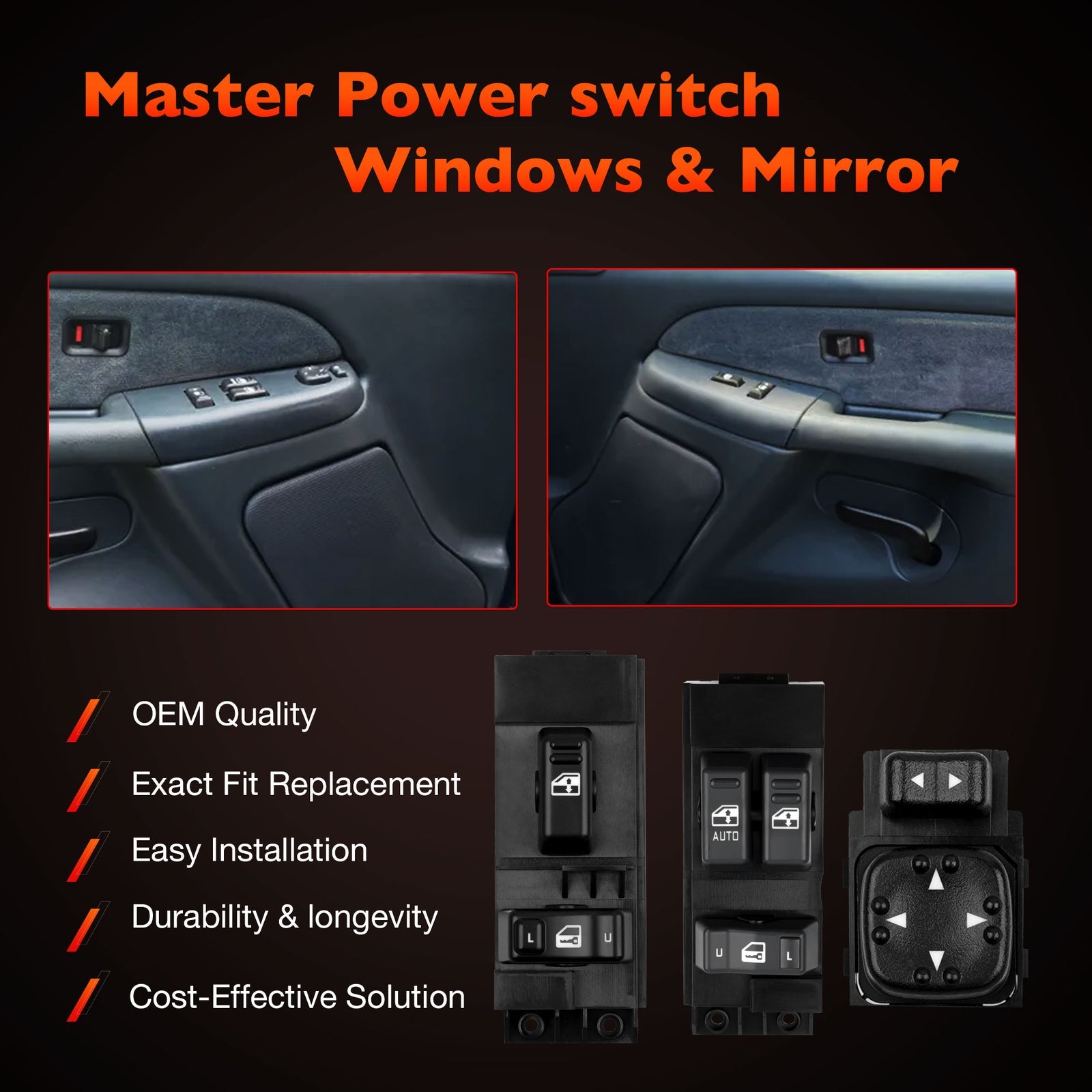 Power Window Door Mirror Switch LH RH Set for 00 02 Chevy Silverado GMC Sierra