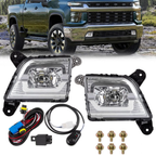 Front Driving LED Fog Lights Switch Wiring Kit For Chevy Silverado 19 23 2 Piece