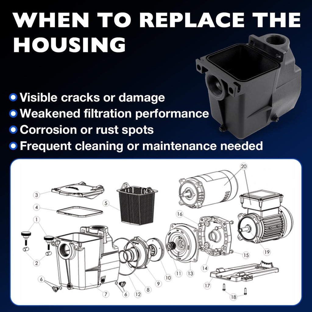 SPX1620AA 2x2 Pool Pump Strainer Housing For Hayward SP1600X And SP2600X Series