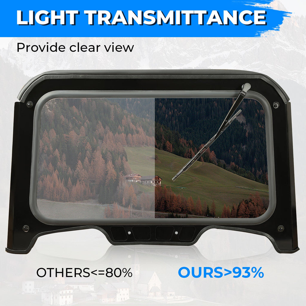 Glass Front Full Windshield for 2019-2023 Polaris RZR XP XP4 1000 Black