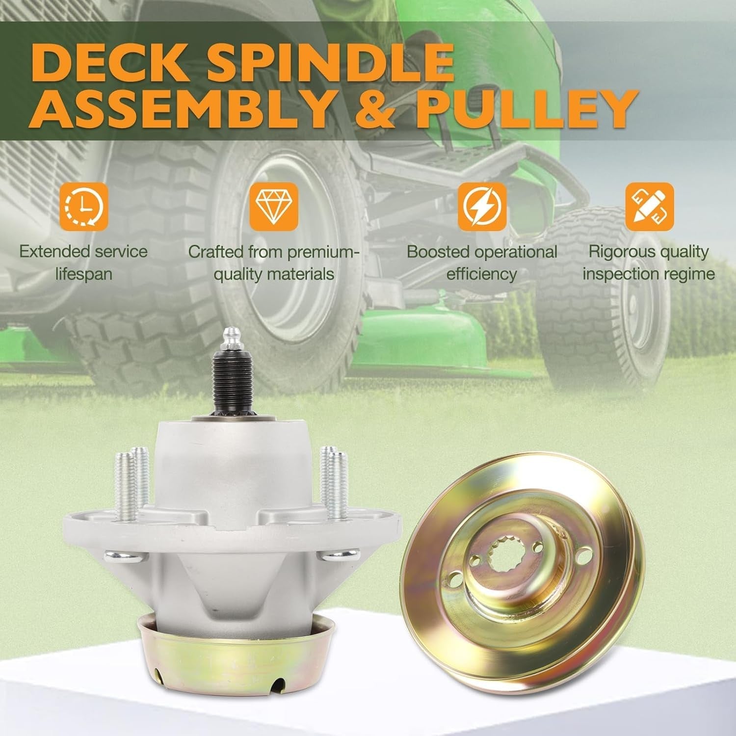 AM124498 M163464 Deck Spindle and Pulley for John Deere 48 54 Inch Z425 Z435 Z445 3 Pieces
