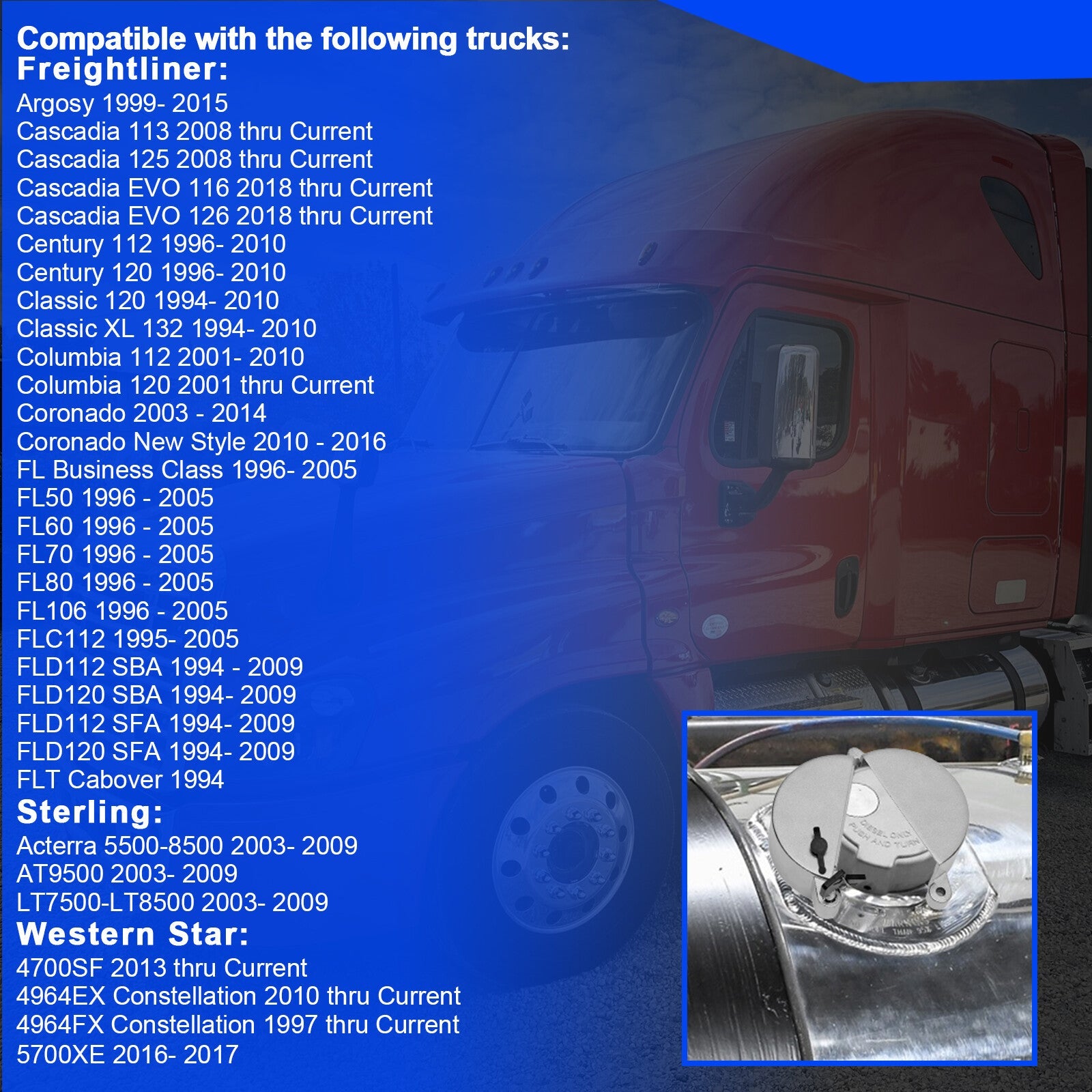 Semi Truck Locking Diesel Fuel Cap Cover for Freightliner Sterling Western Star