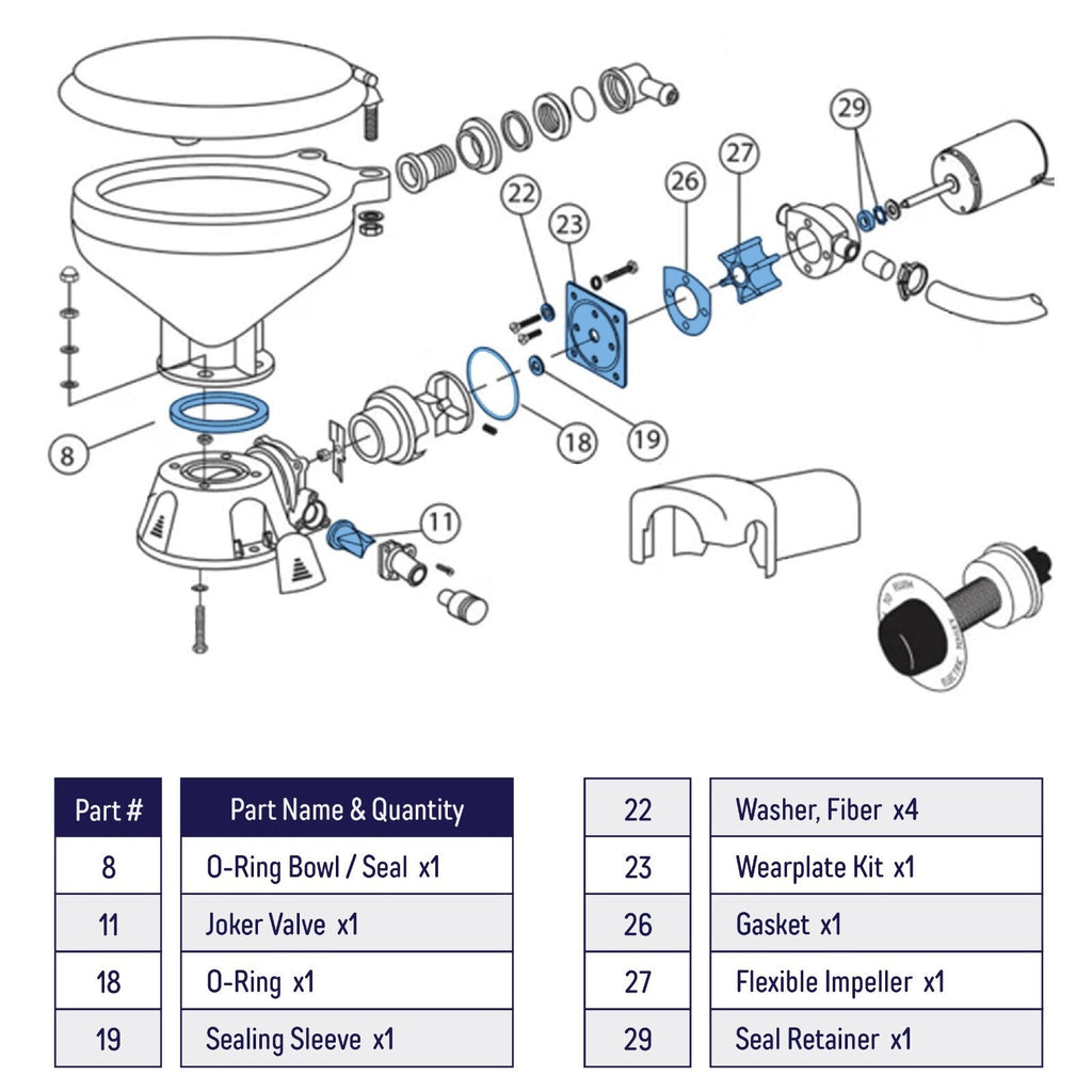 Marine Toilet Service Kit Fit for Jabsco 37010 Series 37040 0000